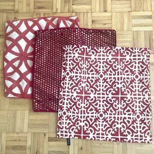 20” Pillow Case Set, qty 3, Luxe Red & Cream
